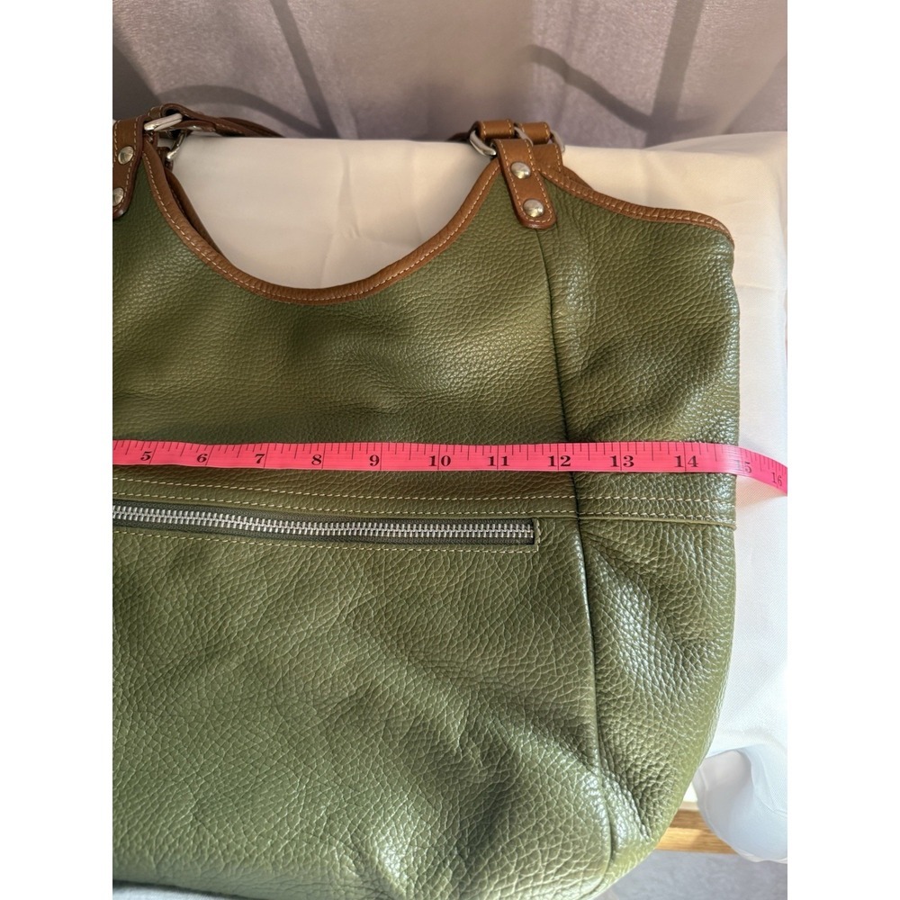 Sundance Soft Pebbled Italian Leather Shoulder Bag Handbag Purse Green EUC - Picture 8 of 12